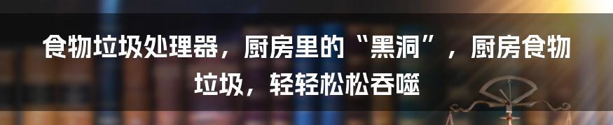 食物垃圾处理器，厨房里的“黑洞”，厨房食物垃圾，轻轻松松吞噬