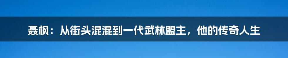 聂枫：从街头混混到一代武林盟主，他的传奇人生