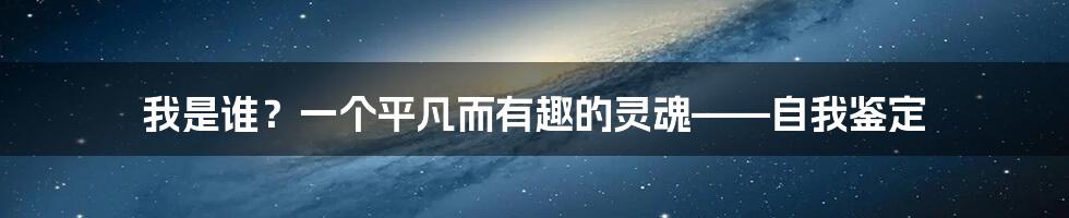 我是谁？一个平凡而有趣的灵魂——自我鉴定