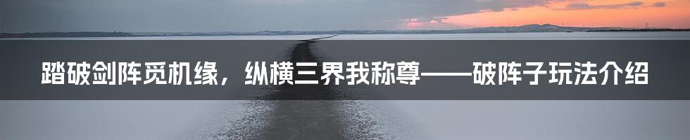 踏破剑阵觅机缘，纵横三界我称尊——破阵子玩法介绍