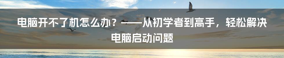 电脑开不了机怎么办？——从初学者到高手，轻松解决电脑启动问题