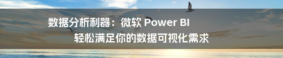 数据分析利器：微软 Power BI 轻松满足你的数据可视化需求