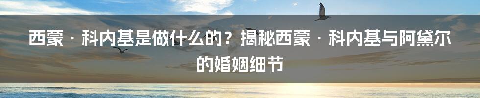 西蒙·科内基是做什么的？揭秘西蒙·科内基与阿黛尔的婚姻细节