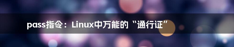 pass指令：Linux中万能的“通行证”