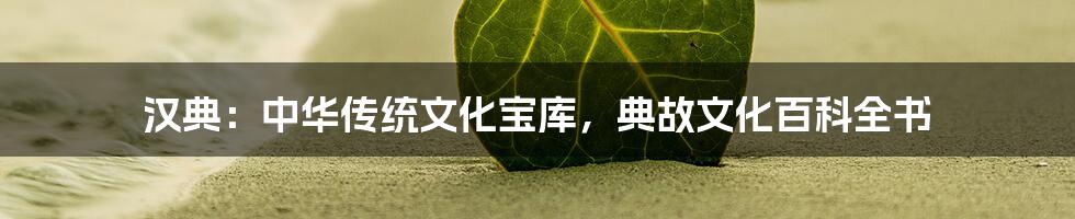 汉典：中华传统文化宝库，典故文化百科全书