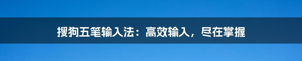 搜狗五笔输入法：高效输入，尽在掌握