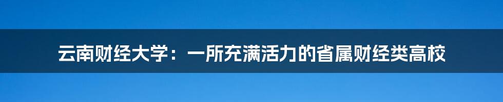 云南财经大学：一所充满活力的省属财经类高校