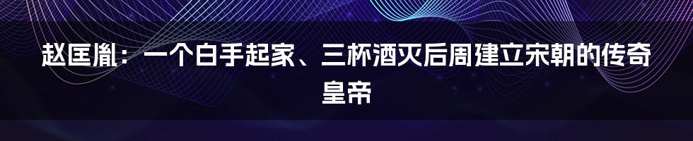 赵匡胤：一个白手起家、三杯酒灭后周建立宋朝的传奇皇帝