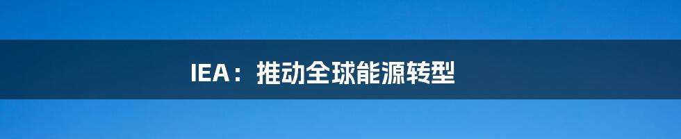 IEA：推动全球能源转型