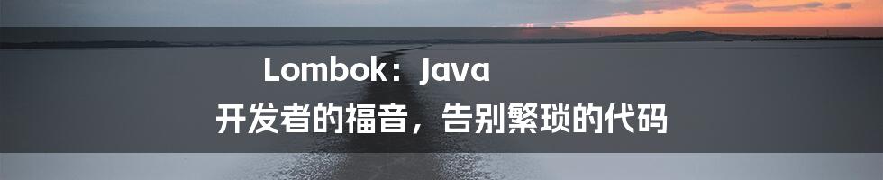 Lombok：Java 开发者的福音，告别繁琐的代码