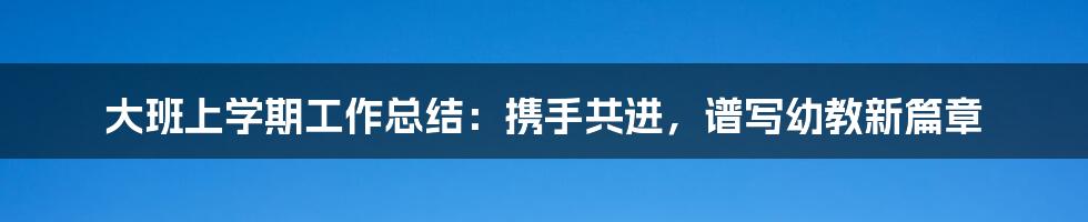 大班上学期工作总结：携手共进，谱写幼教新篇章