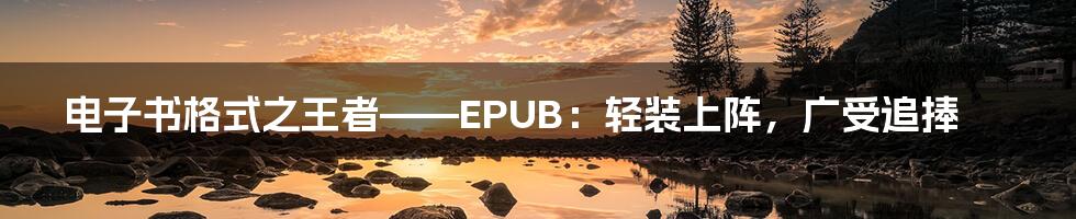 电子书格式之王者——EPUB：轻装上阵，广受追捧