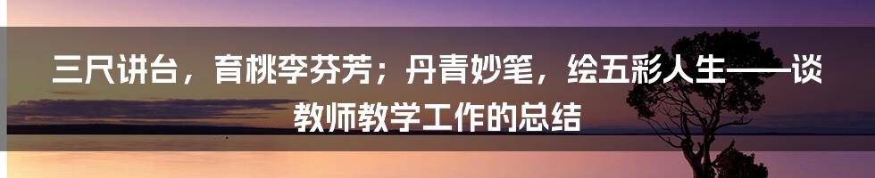 三尺讲台，育桃李芬芳；丹青妙笔，绘五彩人生——谈教师教学工作的总结