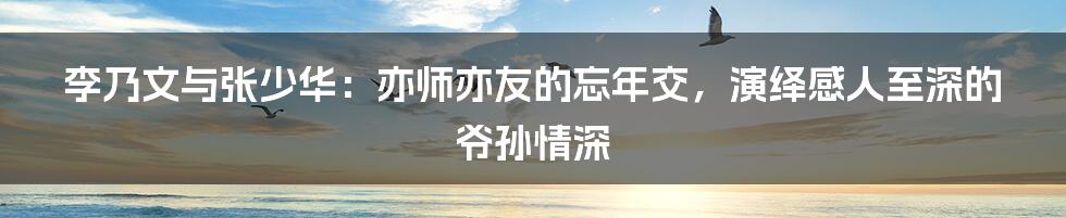 李乃文与张少华：亦师亦友的忘年交，演绎感人至深的爷孙情深