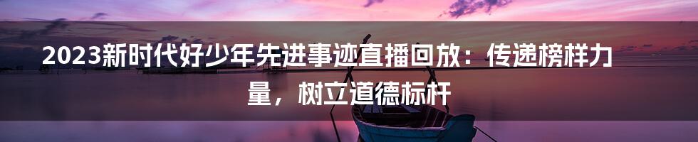 2023新时代好少年先进事迹直播回放：传递榜样力量，树立道德标杆