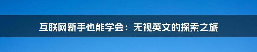 互联网新手也能学会：无视英文的探索之旅