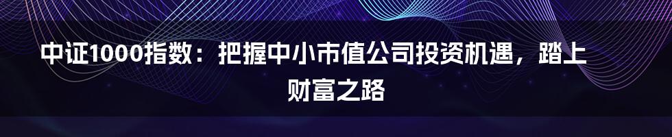 中证1000指数：把握中小市值公司投资机遇，踏上财富之路