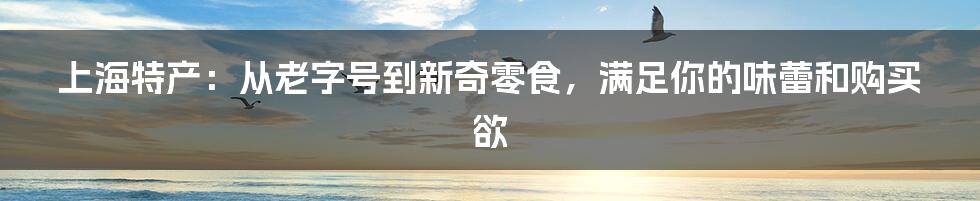 上海特产：从老字号到新奇零食，满足你的味蕾和购买欲