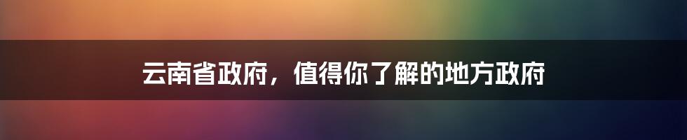 云南省政府，值得你了解的地方政府