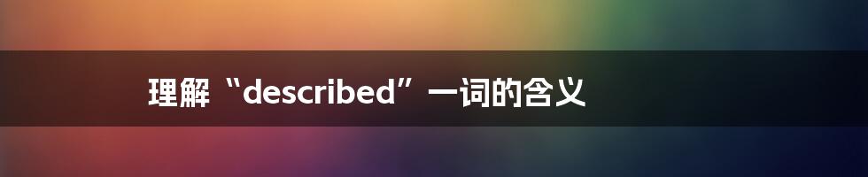 理解“described”一词的含义