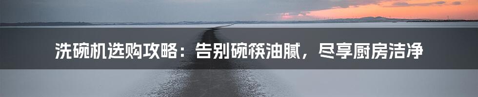 洗碗机选购攻略：告别碗筷油腻，尽享厨房洁净