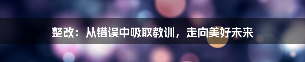 整改：从错误中吸取教训，走向美好未来