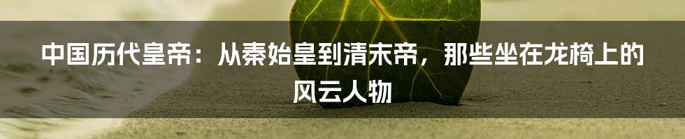 中国历代皇帝：从秦始皇到清末帝，那些坐在龙椅上的风云人物