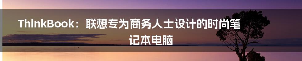 ThinkBook：联想专为商务人士设计的时尚笔记本电脑