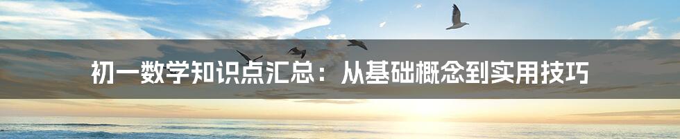 初一数学知识点汇总：从基础概念到实用技巧