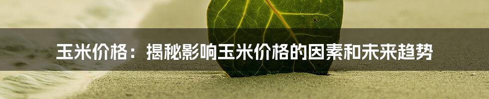 玉米价格：揭秘影响玉米价格的因素和未来趋势