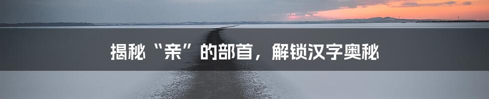 揭秘“亲”的部首，解锁汉字奥秘