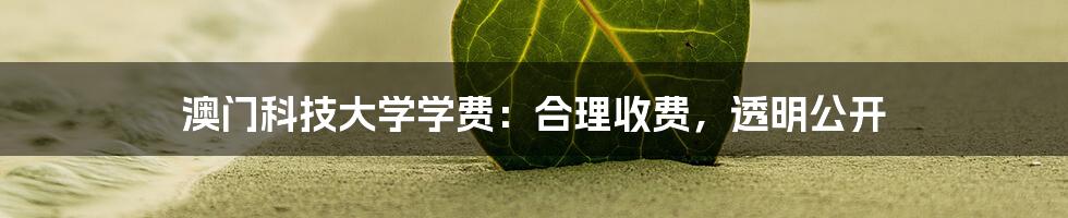 澳门科技大学学费：合理收费，透明公开