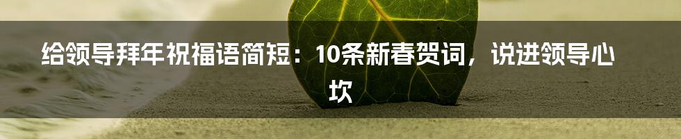 给领导拜年祝福语简短：10条新春贺词，说进领导心坎