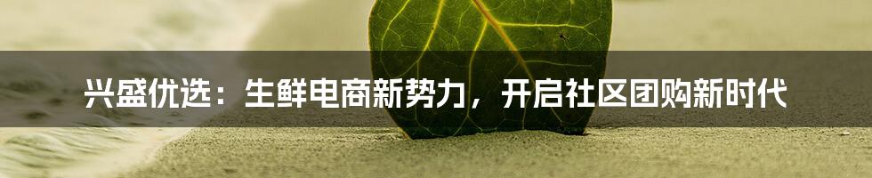 兴盛优选：生鲜电商新势力，开启社区团购新时代