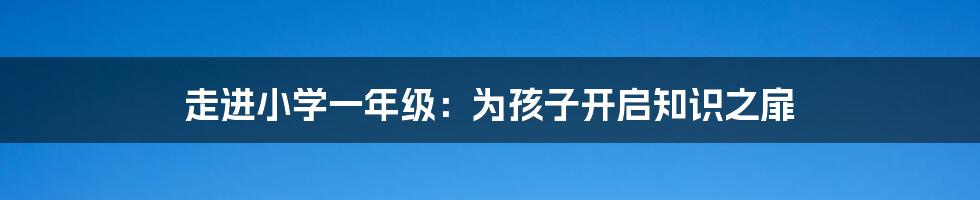 走进小学一年级：为孩子开启知识之扉