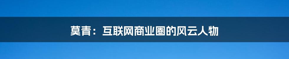 莫青：互联网商业圈的风云人物