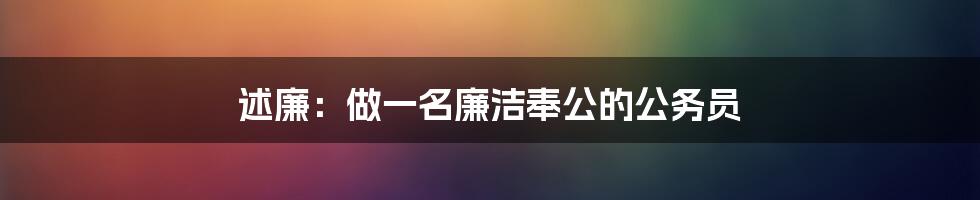 述廉：做一名廉洁奉公的公务员