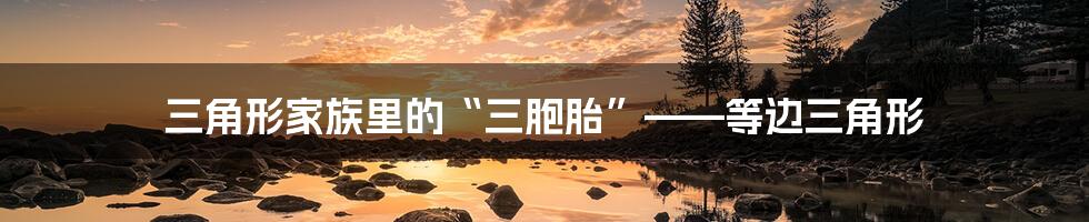 三角形家族里的“三胞胎”——等边三角形