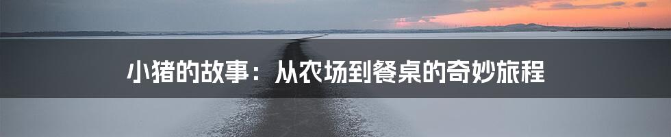 小猪的故事：从农场到餐桌的奇妙旅程