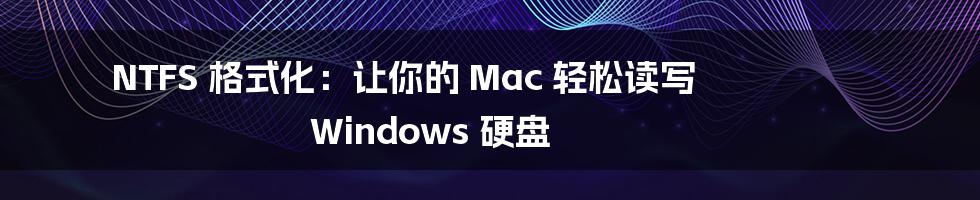 NTFS 格式化：让你的 Mac 轻松读写 Windows 硬盘