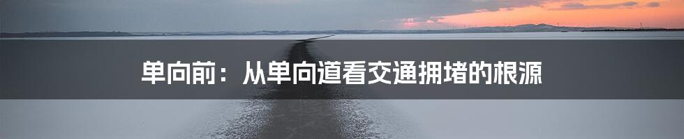 单向前：从单向道看交通拥堵的根源