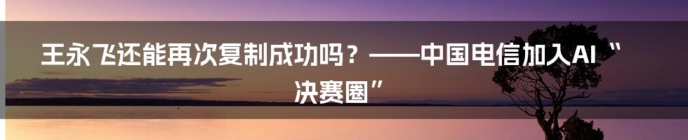 王永飞还能再次复制成功吗？——中国电信加入AI“决赛圈”