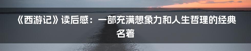 《西游记》读后感：一部充满想象力和人生哲理的经典名著