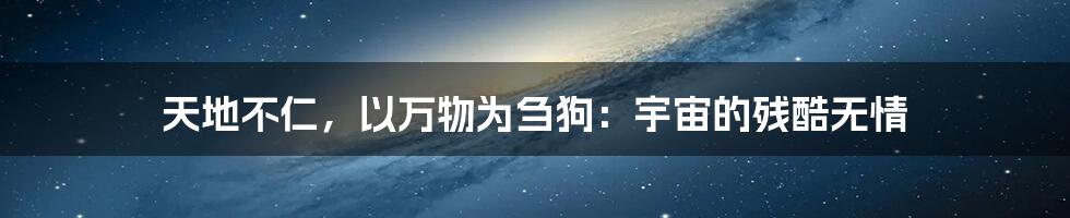 天地不仁，以万物为刍狗：宇宙的残酷无情