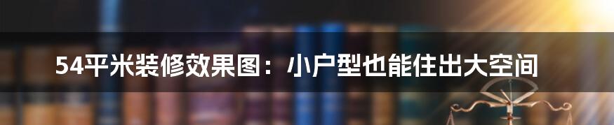 54平米装修效果图：小户型也能住出大空间