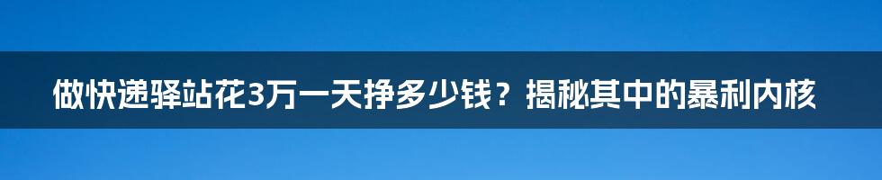 做快递驿站花3万一天挣多少钱？揭秘其中的暴利内核