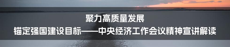 聚力高质量发展 锚定强国建设目标——中央经济工作会议精神宣讲解读