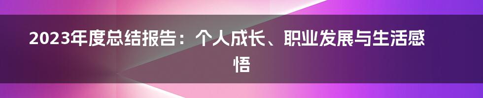 2023年度总结报告：个人成长、职业发展与生活感悟