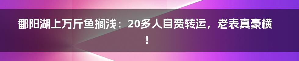 鄱阳湖上万斤鱼搁浅：20多人自费转运，老表真豪横！