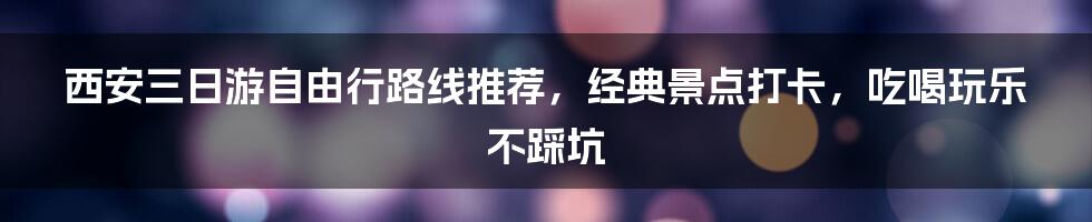 西安三日游自由行路线推荐，经典景点打卡，吃喝玩乐不踩坑